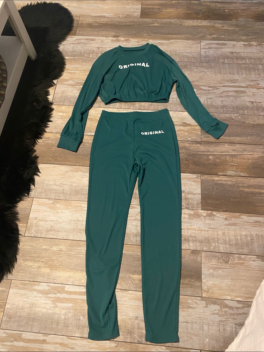 SHEIN Dark Green 'ORIGINAL' Two-Piece Lounge Set